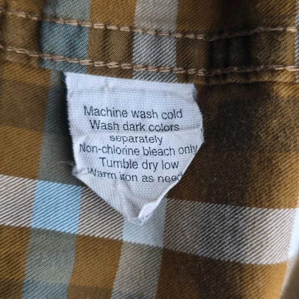 J.‎ Crew Mens L Tall Plaid Button Down Shirt Brown Blue White Cotton Long Sleeve